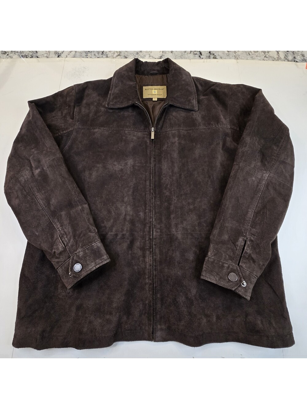 Boston Harbour dark brown suede men’s leather jacket, Size L